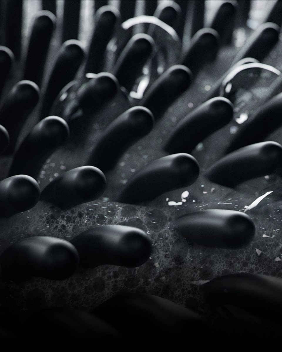 Zoomed in image of the anti-bacterial silicone bristles on The Body Buffer