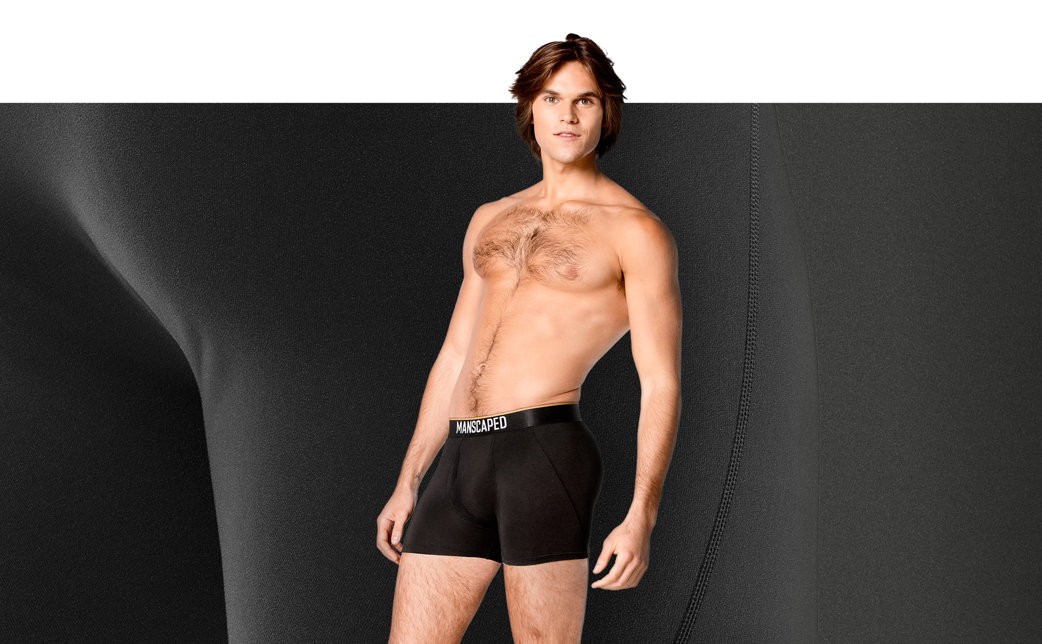 Model wearing the MANSCAPED® Midnight Bravo Boxers 2.0 